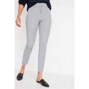 Old Navy Pixie High Rise Dusty Blue Stripe Ankle Pants‎ Sz 4 Casual Coastal Chic